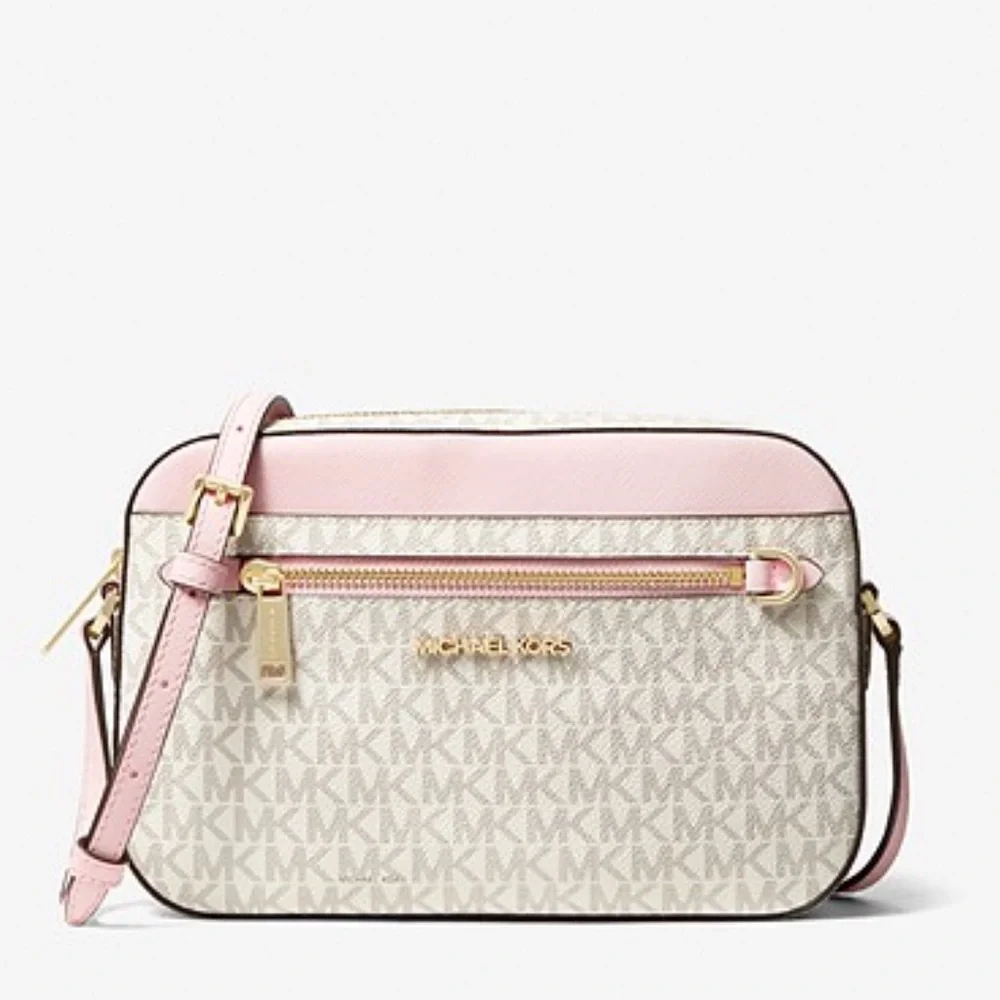 MICHAEL KORS Jet Set Large Logo Crossbody Bag Powder Blush Multi color